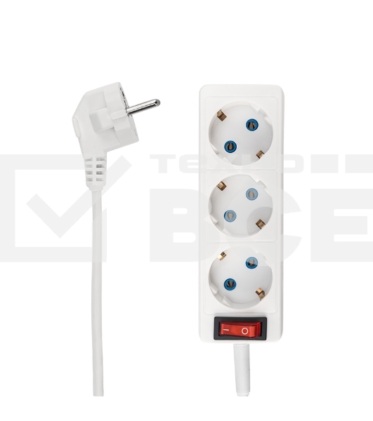 Удлинитель PROconnect 3 гнезда, 10 м, 3х0.75 мм², с/з, белый