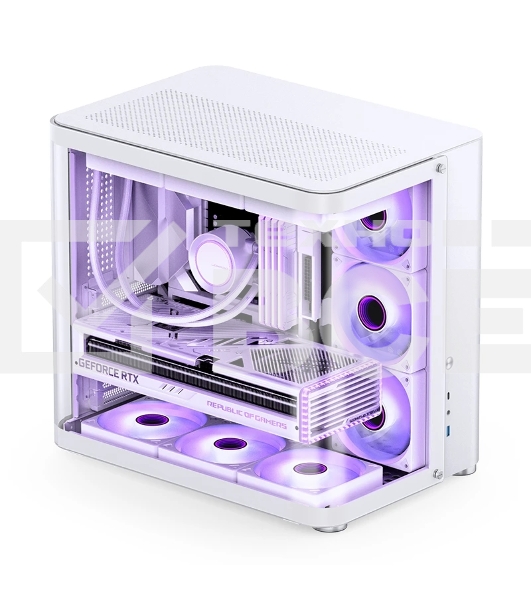 Корпус без блока питания JONSBO TK-2, Midi-Tower, TG, no fans, 1xUSB-A 3.2 + 1xUSB-C 3.2, ATX, mATX, mITX White