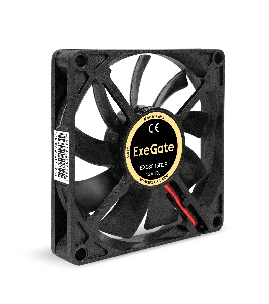 Вентилятор 12В DC ExeGate EX08015B2P (80x80x15 мм, 2-Ball (двойной шарикоподшипник), 2pin, 2000RPM, 21dBA)