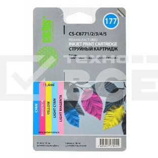 Картридж струйный Cactus CS-C8771/2/3/4/5 №177 многоцветный (11.4 мл.) для HP PS 2113/3313/8253/8200