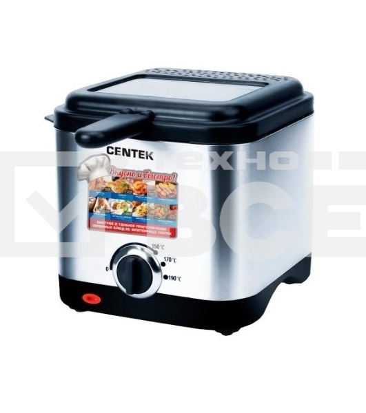 Фритюрница Centek CT-1430 сталь 900 Вт, АНТИПРИГАРНАЯ ЧАША, стальной корпус, ёмкость на 1,5 л масла