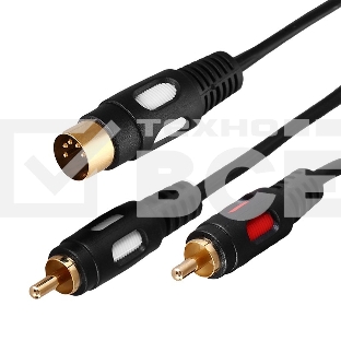 Шнур DIN 5 Pin - 2 RCA, длина 1,5 метра (GOLD) Rexant