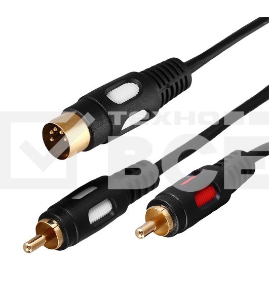 Шнур DIN 5 Pin - 2 RCA, длина 1,5 метра (GOLD) Rexant
