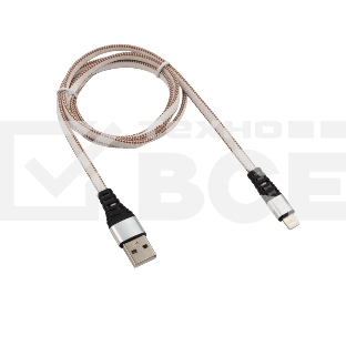 Кабель Rexant USB-Lightning 2.4 A, 1 м, белая нейлоновая оплетка