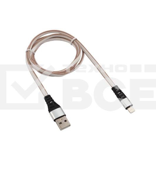 Кабель Rexant USB-Lightning 2.4 A, 1 м, белая нейлоновая оплетка