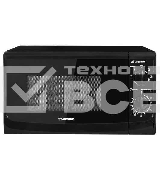 Микроволновая печь Starwind SWM5720 черный, 20 л, 700 Вт, переключатели - поворотный механизм