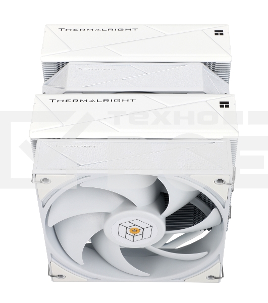 Кулер для процессора Thermalright Royal Pretor 130 белый (4-pin PWM, 158mm, Ni/Cu, 6x6mm, 1x120+1x130mm, 80.45CFM/81.88CFM, 29.4dBA/28.3dBA, 2150PM/1750RPM, S: 1200, 1700, 1851, 2011, 2066, 115X, AM4, AM5, white)