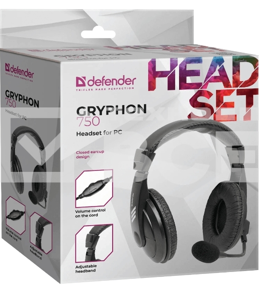 Наушники Defender Gryphon 750 черный, кабель 2 м