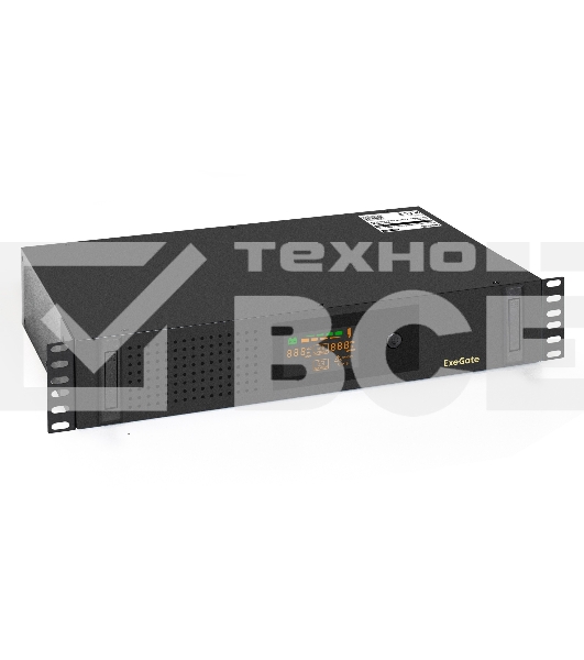 Источник бесперебойного питания ExeGate ServerRM UNL-1000.LCD.AVR.2SH.3C13.USB.2U 1000VA/650W, Color LCD, AVR, 2*Schuko+3*C13, USB, 2U, установка в стойку, черный