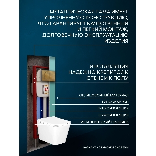 Комплект BAU 6 в 1: рамная инсталляция BAU NEO 45, унитаз подвесной безободковый вихревой со скрытым сливом Bau Stil Hurricane-5, сиденье дюропласт микролифт, кнопка смыва BAU Stil, бронза