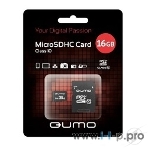 Флеш карта QUMO QM16GMICSDHC10U1 16Gb MicroSDHC Class 10 UHS-I, SD adapter, фото 1