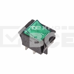 Выключатель клавишный 250V 16А (4с) ON-OFF зеленый с подсветкой Rexant, фото 1
