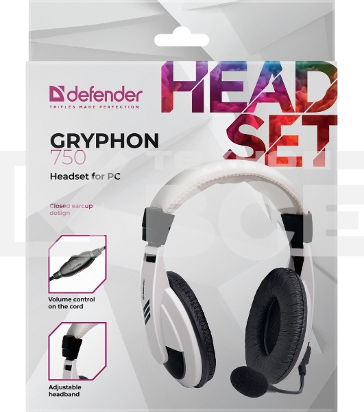 Наушники Defender Gryphon 750 белый, кабель 2 м