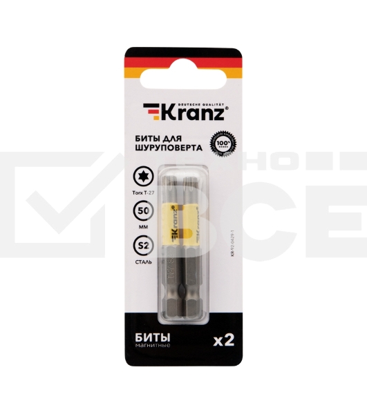 Бита для шуруповерта KRANZ Torx T27х50 мм (2 шт./уп.)