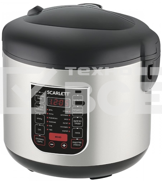 Мультиварка SCARLETT SC-MC410S27, 900 Вт, 5 л, 22 программы, серебро/черная