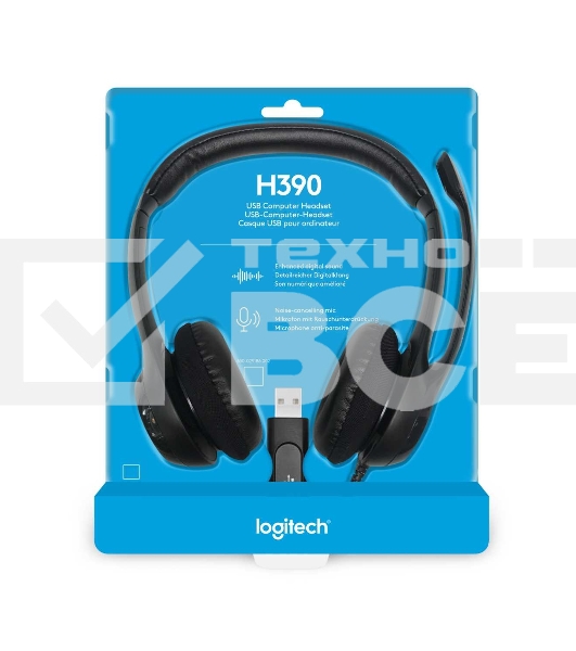 Гарнитура Logitech Headset Logitech H390 USB черный