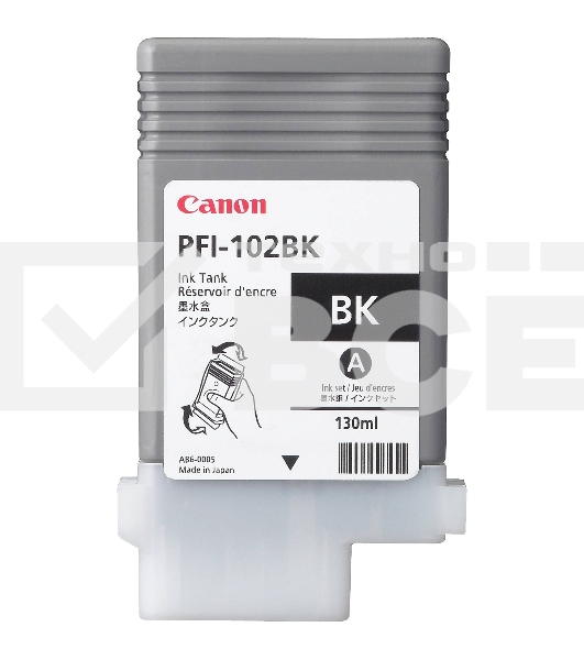 Картридж струйный Canon PFI-102Bk (0895B001) черный (130 мл.) для Canon iPF605, iPF610, iPF650, iPF655, iPF710, iPF750, iPF755, LP17, iPF510