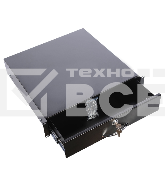 Полка (ящик) для документации 2U (ТСВ-Д-2U.450-9005) черный цвет
