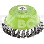 Щетка для УШМ Сибртех, 75 мм М14, чашка, крученая металлическая проволока 0,5 мм, фото3