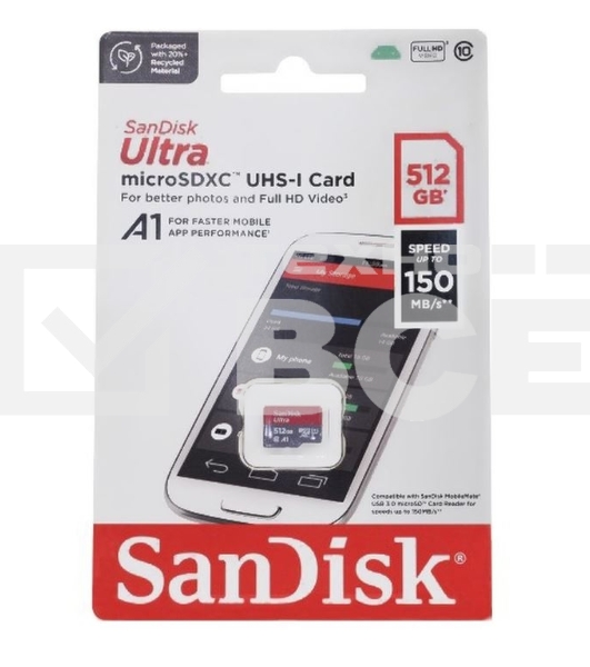 Флеш карта microSD 512GB SanDisk microSDXC Class 10 Ultra UHS-I A1 140MB/s