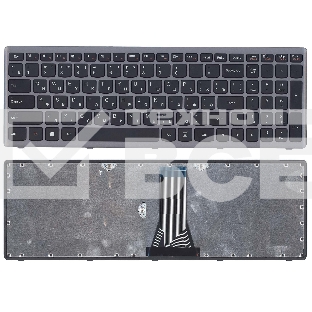 Клавиатура для ноутбука Lenovo G505s Z510 S510 черная c серебристой рамкой
