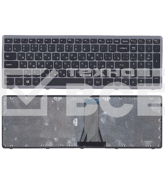 Клавиатура для ноутбука Lenovo G505s Z510 S510 черная c серебристой рамкой