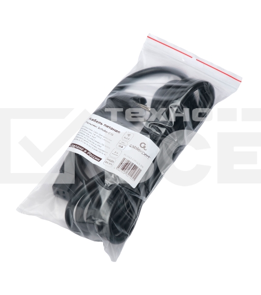 Кабель питания Cablexpert Россия PC-S22-C19-2.5-3M, Schuko-C19, 3x2.5мм2, 16A, с заземлением, медь, 3м, черный, пакет