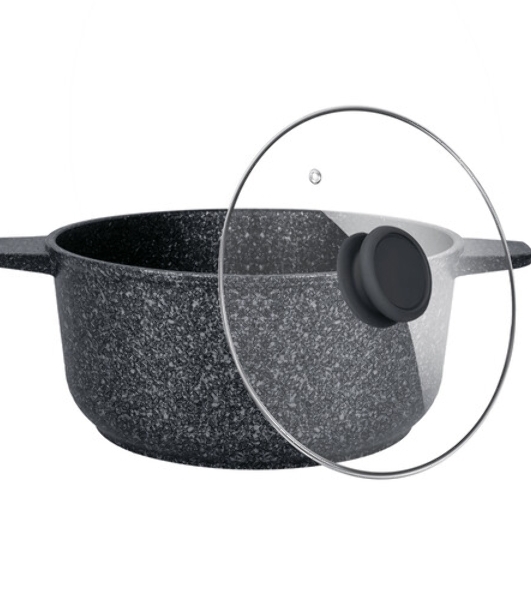 Кастрюля Maunfeld GRETA MF24GRTT01CR из литого алюминия со стеклянной крышкой, 24 см, 4 л