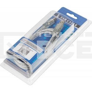 Кабель AM/BM USB2.0 1.8м Ningbo USB 2.0 m-m, прозрачный, блистер
