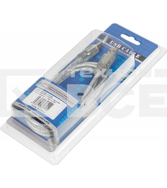 Кабель AM/BM USB2.0 1.8м Ningbo USB 2.0 m-m, прозрачный, блистер