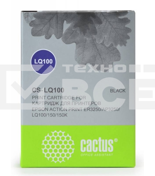 Картридж матричный Cactus CS-LQ100 черный (8 мм, 1.6 м, 2 000 000 знаков) для Epson LQ-100/ActionPrinter(AP)-3250