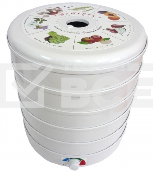 Сушилка для овощей и фруктов Великие реки Ветерок-5, 5 поддонов, в гофротаре