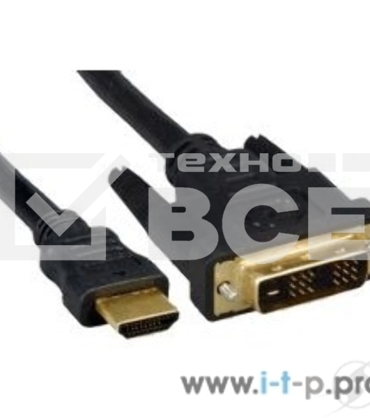 Кабель HDMI-DVI Cablexpert CC-HDMI-DVI-7.5MC, 19M/19M, single link, медь, позол.разъемы, экран, 7.5м, черный, пакет
