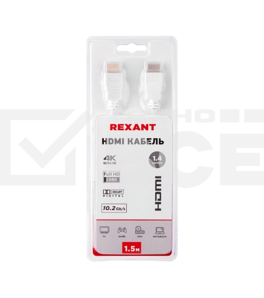 Кабель Rexant HDMI - HDMI 1.4, 1.5 м Gold белый