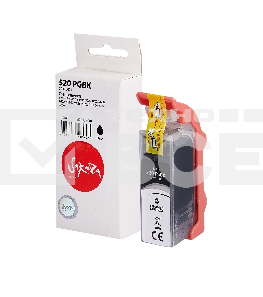 Картридж струйный Sakura 2932B004 (520 PG Black) для Canon, черный, 16 мл., 340 к.