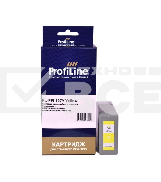 Струйный картридж PL-PFI-107Y для принтеров Canon IPF670/IPF680/IPF685/IPF770/IPF780/IPF785 с чернилами Yellow ProfiLine