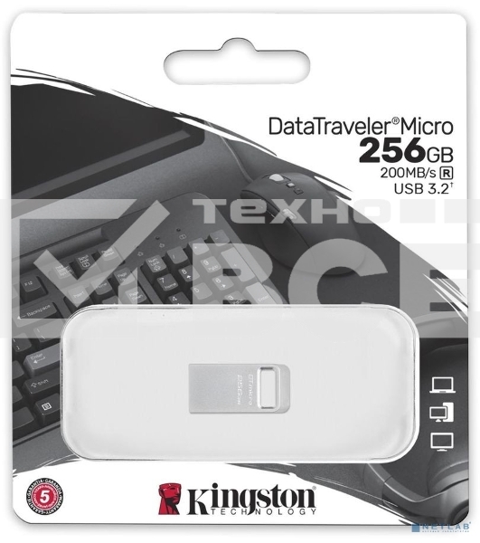 Флеш диск Kingston 256Gb DataTraveler Micro DTMC3G2/256GB USB3.0 серебристый