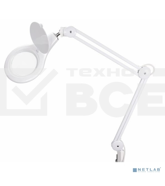 Лупа на струбцине Rexant, круглая, 5D, с подсветкой 108 LED, белая