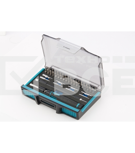 Отвертка Gross 11599 с набором бит и торцевых головок для точных работ гибкий привод. 48 штук crmo