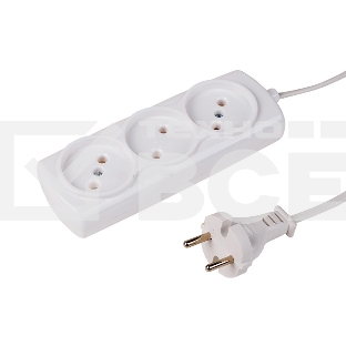 Удлинитель PROconnect STANDARD 3 гнезда, 1.5 м, 2х0.75 мм², б/з, белый