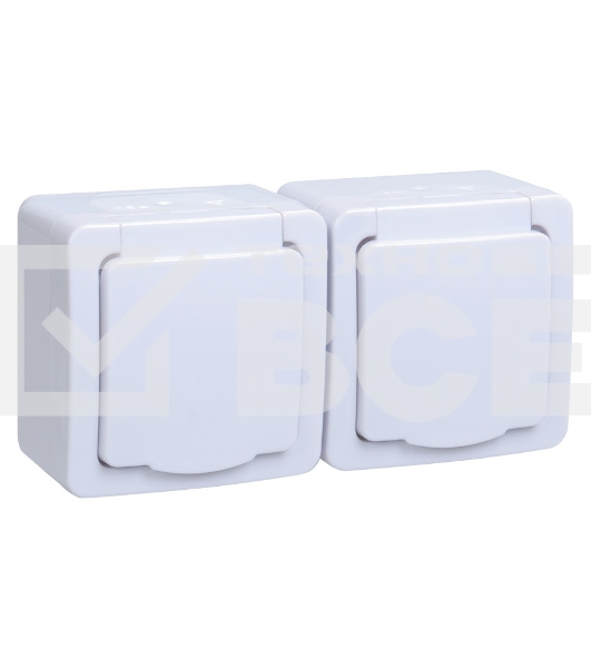 Розетка двухместная с з/к с крышкой для открытой установки РСб22-3-ГПБб IP54 серия 