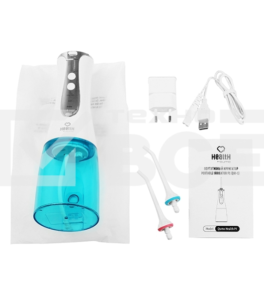Портативный ирригатор полости рта Qumo Health Portable Irrigator P1 (QHI-1), белый, 320 мл., макс 890 кПа,  Li-ion 1400 мА-ч