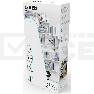 Светильник Gauss GT0011 настольный на струбцине E27 белый 60Вт