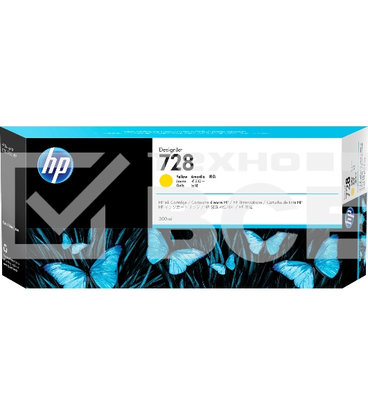 Картридж струйный HP F9K15A (HP 728) для DesignJet T730, T830. Желтый. 300 мл.