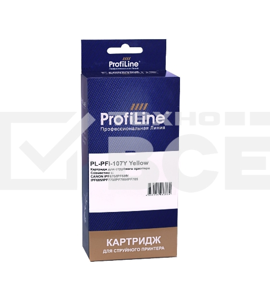 Струйный картридж PL-PFI-107Y для принтеров Canon IPF670/IPF680/IPF685/IPF770/IPF780/IPF785 с чернилами Yellow ProfiLine