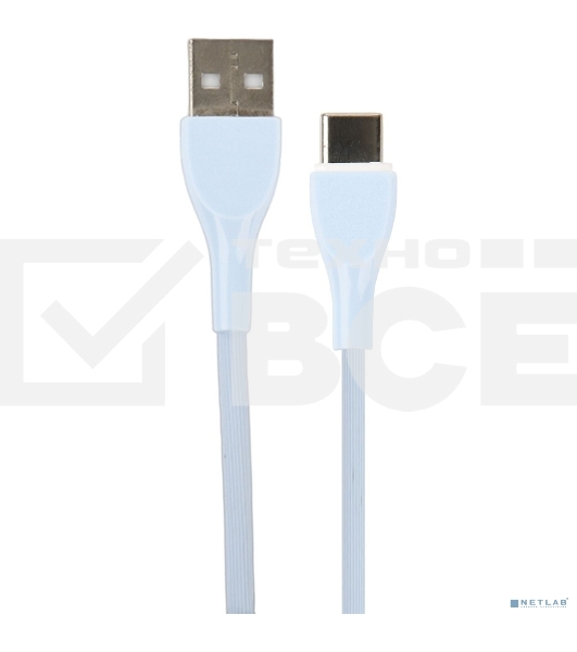 Кабель PERFEO USB A вилка - C вилка, 2.4A, голубой, силикон, 1 м, ULTRA SOFT (U4712)