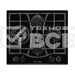 Варочная поверхность Kuppersberg FG 67 B газ, High-Tech, автоматический электроподжиг, газ-контроль, материал решеток чугун, форсунки под сжиженный газ, мощность конфорок 1., 1.75, 3, 4 кВт, цвет черный, фото5