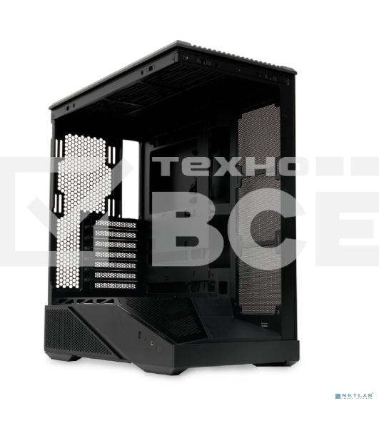 Компьютерный корпус без блока питания HSPD F711-TGbK, Panoramic Full Tower, Black, TG, 0.7 SPCC, no fans ATX, mATX, mITX 190/420/280мм 2x2.5', 2x3.5', 7xPCI 1xUSB-A 3.0, 1xUSB-C 445x235x475мм