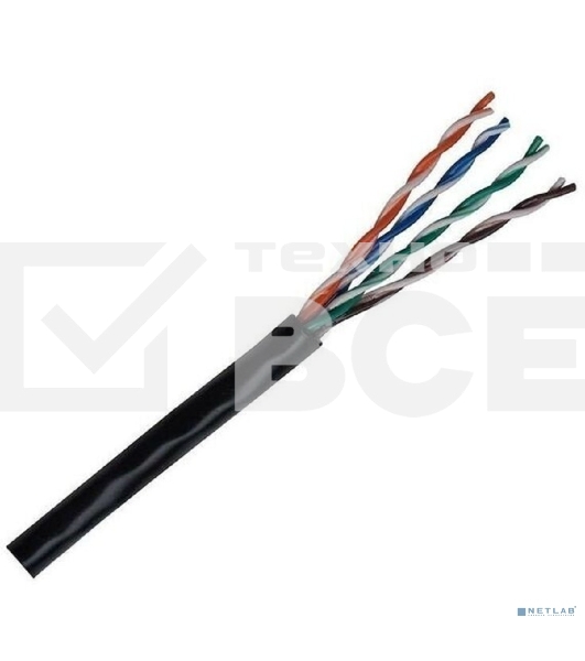 Кабель NEOMAX NM711032-100М-РТ U/UTP cat.5e 4x2x0.46, 25 AWG, Медь, внешний, PE, 100м, черный