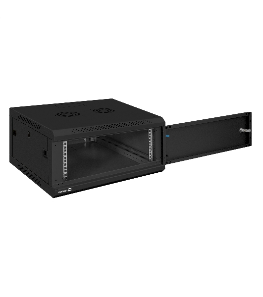 Шкаф телекоммуникационный 19' настенный 4U ExeGate EC-WM-4U.600.M.BLACK (19”, 4U, 600x600x280mm (ШхГхВ), передняя дверь металл, съемные боковые панели, пыле- и влагозащита IP23, черный RAL 9004)